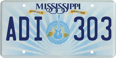 MS license plate ADI303