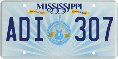 MS license plate ADI307