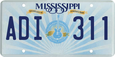 MS license plate ADI311