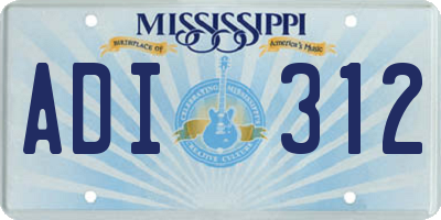 MS license plate ADI312