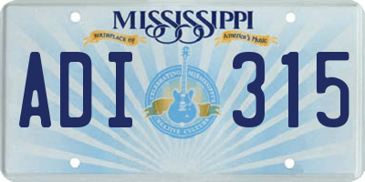 MS license plate ADI315