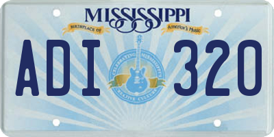 MS license plate ADI320