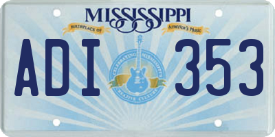 MS license plate ADI353