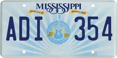 MS license plate ADI354