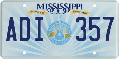 MS license plate ADI357