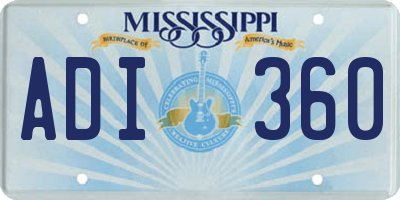 MS license plate ADI360