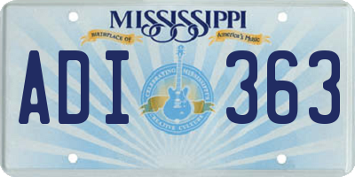 MS license plate ADI363