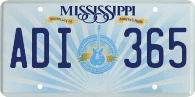 MS license plate ADI365