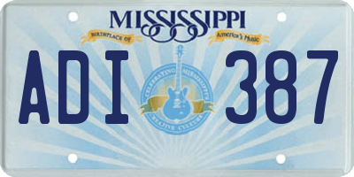 MS license plate ADI387