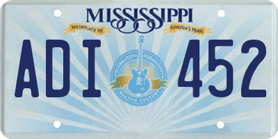 MS license plate ADI452