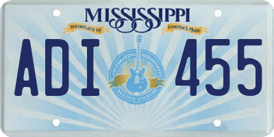 MS license plate ADI455