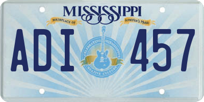 MS license plate ADI457