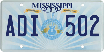 MS license plate ADI502