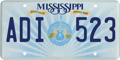 MS license plate ADI523