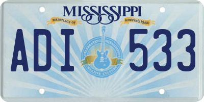 MS license plate ADI533