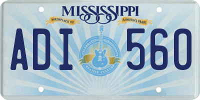 MS license plate ADI560
