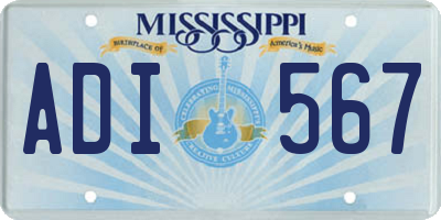 MS license plate ADI567