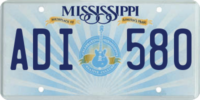 MS license plate ADI580