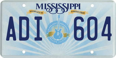 MS license plate ADI604