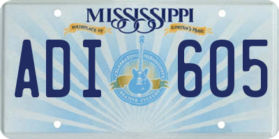 MS license plate ADI605
