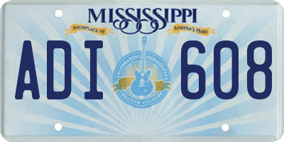 MS license plate ADI608