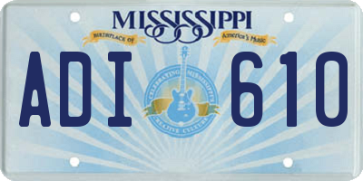 MS license plate ADI610