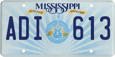 MS license plate ADI613