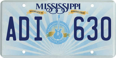 MS license plate ADI630