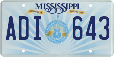 MS license plate ADI643