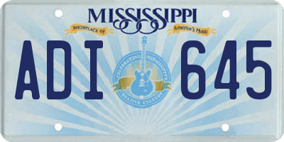 MS license plate ADI645