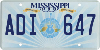 MS license plate ADI647
