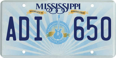 MS license plate ADI650