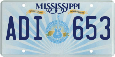 MS license plate ADI653
