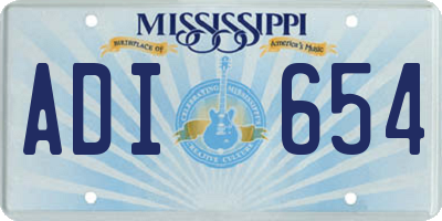 MS license plate ADI654