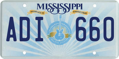 MS license plate ADI660