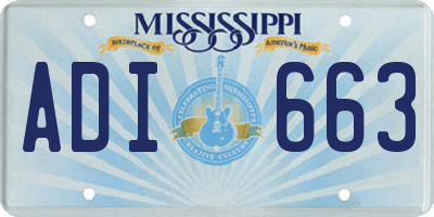 MS license plate ADI663