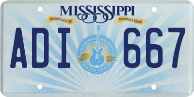 MS license plate ADI667