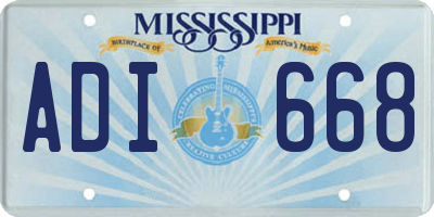 MS license plate ADI668