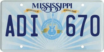 MS license plate ADI670
