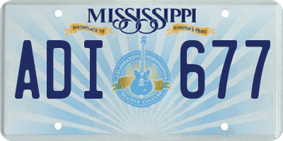 MS license plate ADI677