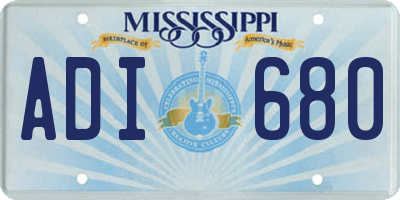 MS license plate ADI680