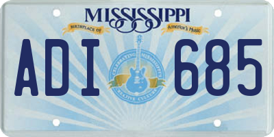 MS license plate ADI685