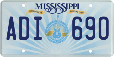 MS license plate ADI690
