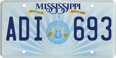 MS license plate ADI693