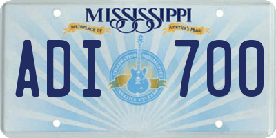 MS license plate ADI700