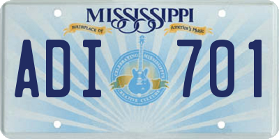 MS license plate ADI701