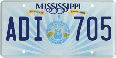 MS license plate ADI705