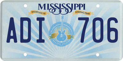 MS license plate ADI706