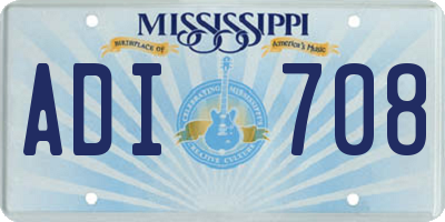 MS license plate ADI708