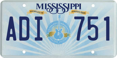 MS license plate ADI751